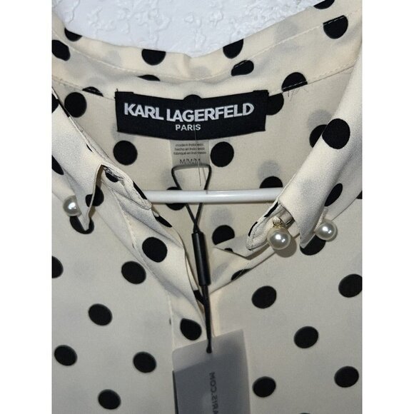 NWT Karl Lagerfeld Paris Suits Sleeveless Blouse Off White Black Size Medium T - Picture 4 of 8